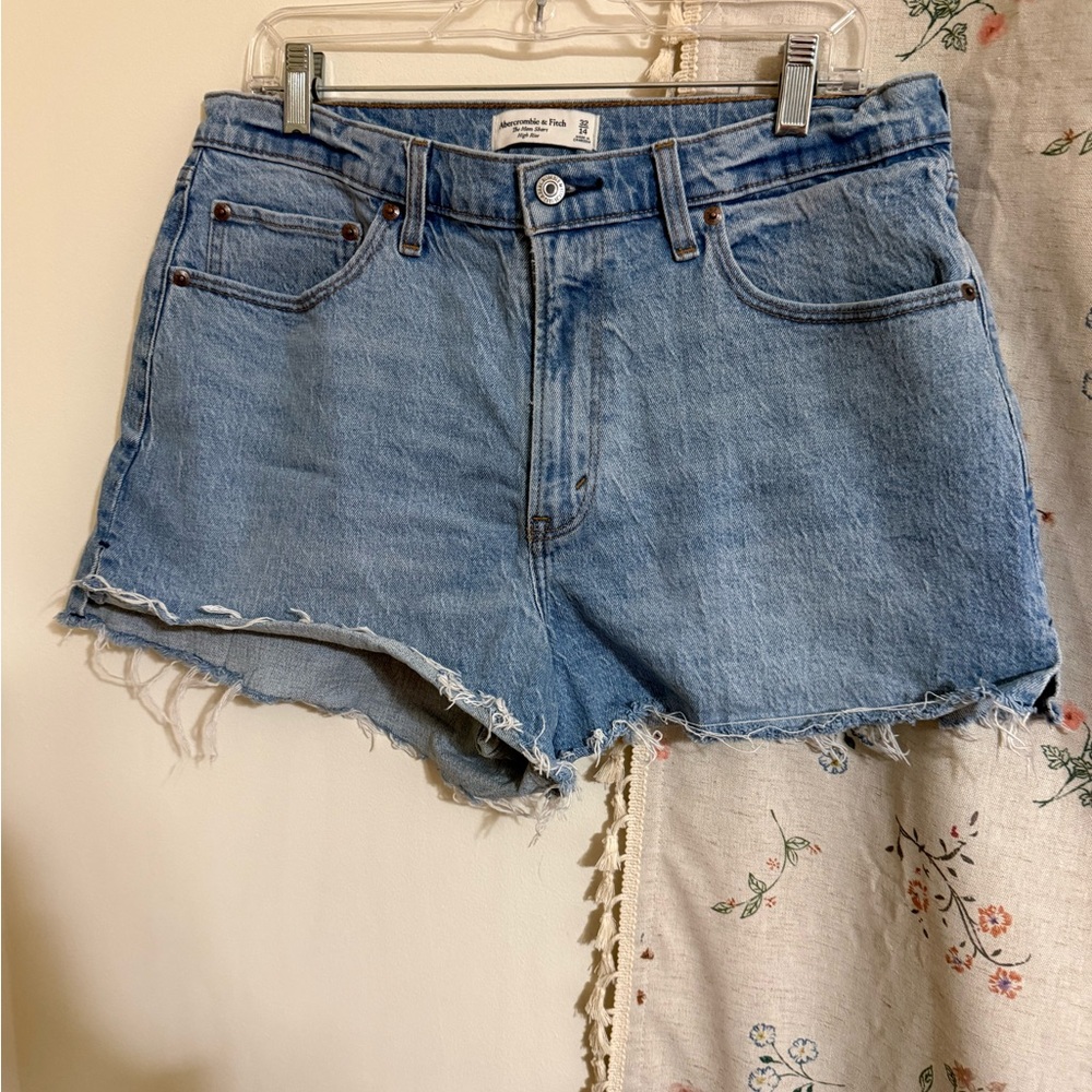 Abercrombie & Fitch Light Blue Distressed Denim Cutoff Shorts